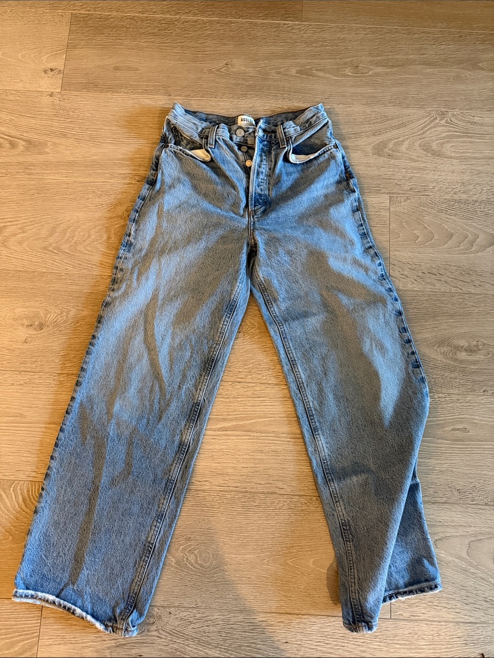 Agolde Boyfriend Jeans in Faded Blue Denim